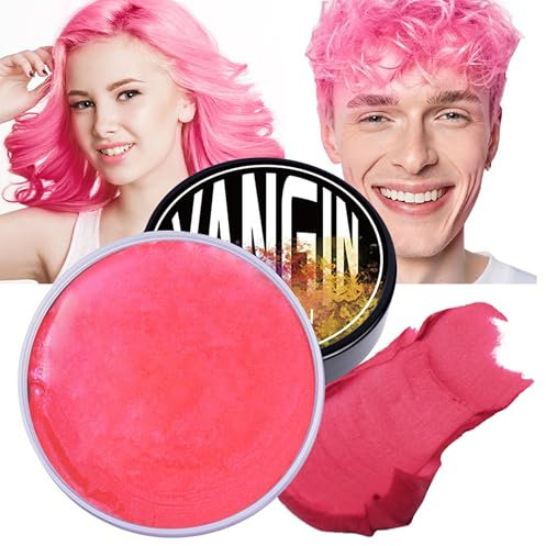 Coloration temporaire pour cheveux - Rouge rose - Pour hommes et femmes - Pommade de coiffure naturelle - Pour fête, cosplay et Halloween, Noël - 100 g - Rouge rose