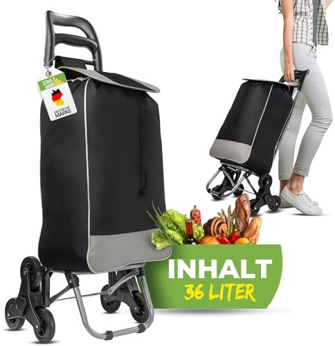 Einkaufstrolley [Treppensteigerfunktion] - Einkaufstrolley faltbar [36 L Volumen] - Einkaufswagen - Shopping Trolley