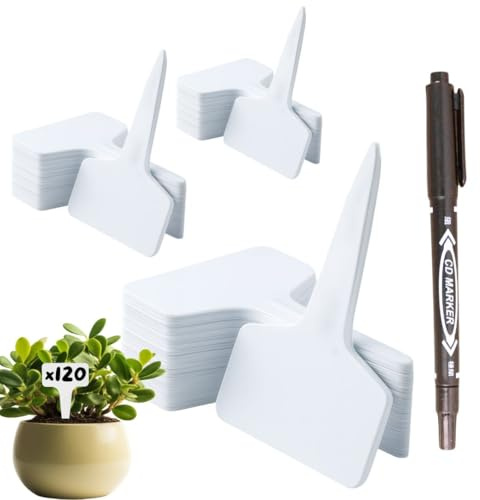 CULTIVEA® – 120 Etichette per Piante da Giardino con Pennarello | Etichette Targhette per Orto Esterno in Plastica | Waterproof, Riutilizzabili, Facili da Scrivere | Accessori Giardinaggio, Semi e Pia