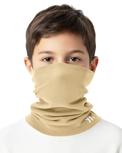 YANIKY Vinter barn halsvärmare, varm barnhalsduk mjuk halsskydd, vindtät ansiktsskydd, skidmask för pojkar flickor, Khaki, one size