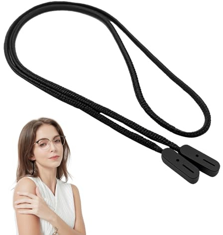 Guthrie 1PCS Secure Glasse Cord,Universal Eyeglass Strap Chains, Adjustable Sports Eyewear Retainers Neck Holder Lanyard for AntiSlip Protection Perfect for Kids and Adults (Black)
