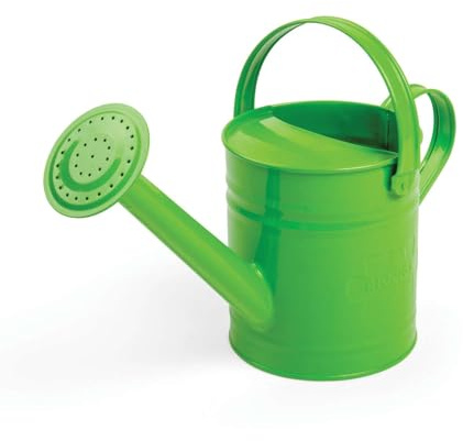 Bigjigs Toys Green Children's Watering Can with Fixed Spout, Top & Side Handle - Sturdy Kids Watering Can, Quality Kids Gardening Tools & Childrens Gardening Sets, Outdoor Toys