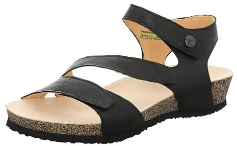 THINK! Damen DUMIA chromfrei gegerbte nachhaltige Sandale, SCHWARZ 0000