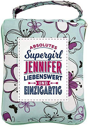 History & Heraldry Design Top Lady Tasche: JENNIFER/Einkaufstasche, Strandtasche, Sporttasche, Blumenmuster/vielseitig, praktisch, personalisiert mit Name und Spruch