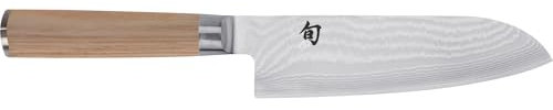 KAI Shun Classic White Santoku 18 cm Klingenlänge - Damastmesser 32 Lagen VG MAX Kern - 61 (±1) HRC - Pakkaholzgriff - Made in Japan - japanisches Kochmesser Küchenmesser geschmiedet