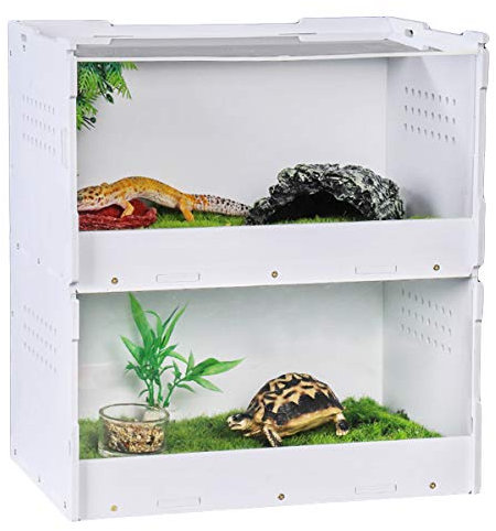 iFCOW Repitle Breeding Box, Double-Deck Micro Habitat Container Reptilienzuchtbox Acryl Reptilienbox für Eidechsen Geckos Kleine Zuchtbehälter