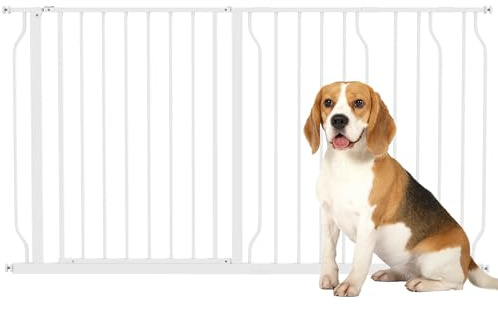 PawHut Barrière de sécurité Chien barrière Extensible 75-145 x 76 cm barrière escaliers couloirs Portes sans perçage en Acier et ABS Blanc