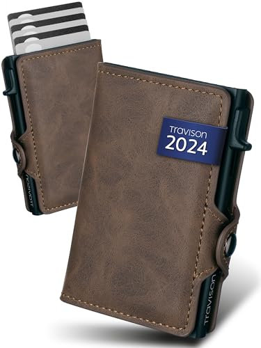 Travison® SMART Wallet mit Münzfach und Geldscheinfach - Kartenetui mit Münzfach und Schnellzugriff - RFID-Schutz - Herren Geldbörse klein - Kreditkartenetui - Geldbörse mini