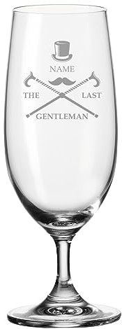Leonardo Vaso de cerveza con grabado – The last gentleman – Personalizado con nombre – Tulipán de cerveza como regalo – Idea de regalo para hombres – Regalos para papá para el Día del Padre – 280 ml