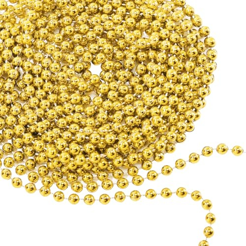 Personalize Pro 9 Metres Shiny Bead Garland for Christmas Tree Decoration | 7.5mm Pearl String Garland, Beaded Chain, and Artificial Pearls Tinsel for Xmas Hanging Ornaments | Gold