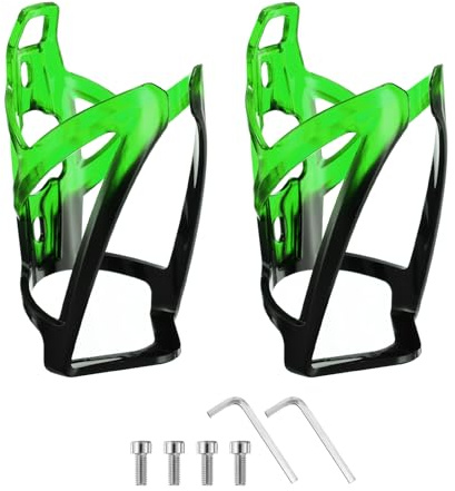 HARFINGTON 2pcs Bike Water Bottle Holder 5.2 PC Universal Bicycle Bottle Cages Ultralight Cycling Hydration Brackets with Screws for MTB Mountain Road Gravel, Black Green