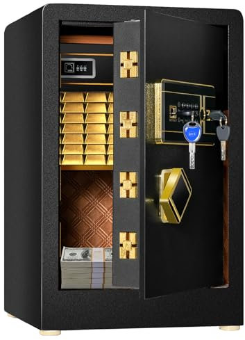 HOMFME Electronic Safe Box, Steel Money Safe Lock Box with Digital Keypad, 4Keys, Dual Alarm System, 2/3 Open Ways, Jewelry Cash Document Security Cabinet for Home Office (40L, with Built-in Safe)