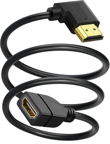 SAISN Câble d'extension HDMI à angle droit 4K mâle vers femelle - Convertisseur vidéo HD à 90 degrés - Câble court pour moniteur, ordinateur portable, projecteur, HDTV