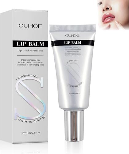 Lippenbalsam,Hydrating Lip Butter Balm,Lip Sleeping Mask,Pflegende Lippenmaske,Lip Balm mit Hyaluronsäure,Nicht Klebend, Natürlich,Lippenpflege für sehr Trockene Lippen (15 g)