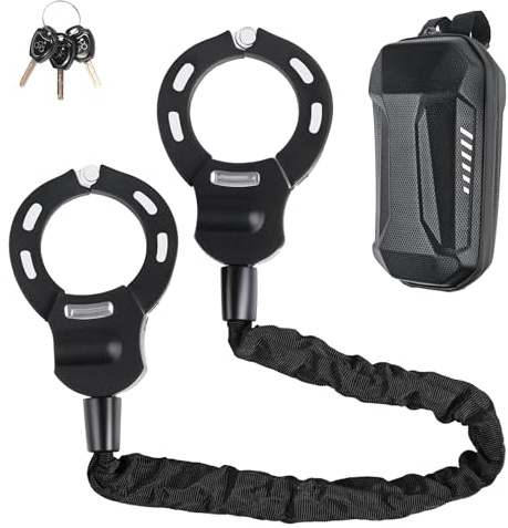 Candado Patinete Eléctrico, Candado de Seguridad para Bicicletas, Scooters, Motos y Carritos de Bebé - Resistente con Llave, Doble Anillo y Bolsa Impermeable