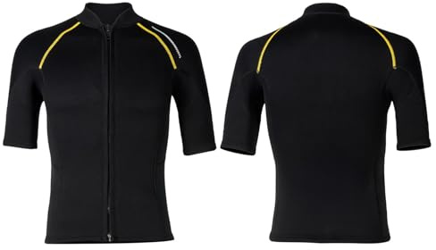 Jhaoyu Front Zip Wetsuit Jacket for Men Wetsuit Top Short Sleeves Diving Suit Swimming Shirt Black 3XL