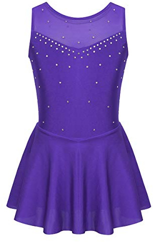 ranrann Maillot de Patinaje Artístico para Niña Vestido de Danza Clásica Lentejuelas Leotardo de Gimnasia Rítmica Baile Práctica Yoga Disfraz Bailarina