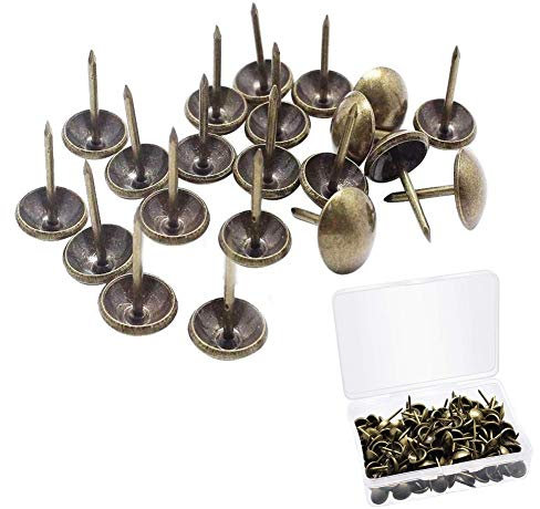 Suithink - Chiodi per tappezzeria in ottone anticato, 125 pezzi, 11 x 17 mm