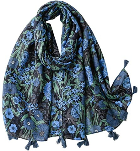 FAIRYGATE Scarfs for Women Lightweight Ladies Scarves Shawl Wrap Long Sunscreen Floral Flower Scarf Beach Cover up Fashion Sister Gifts for Mum 4032