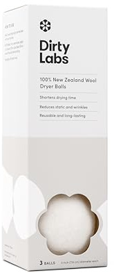 Dirty Labs | 100% New Zealand Wool Dryer Balls | 3 Balls | Shorten Drying Time | Reduce Static & Wrinkles | Dryer Sheet & Fabric Softener Alternative