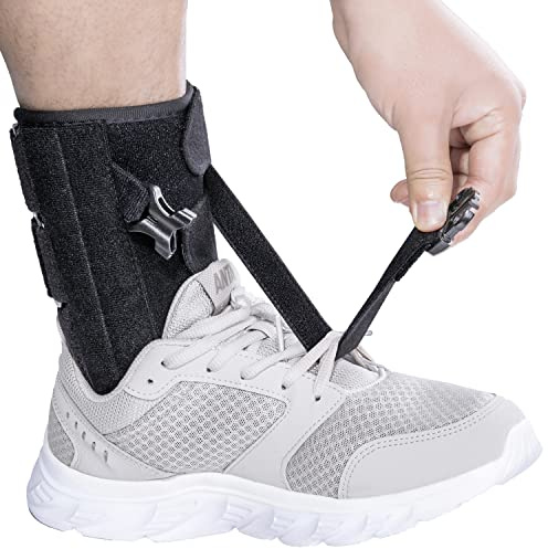 POZPO Foot Drop Brace for Walking Lifting Shoes, Drop Foot AFO Brace Help Raise Shoes, Foot Up Splint for Ankle, Improved Walking Gait, Prevent Falls and Injuries, for Left and Right-Black