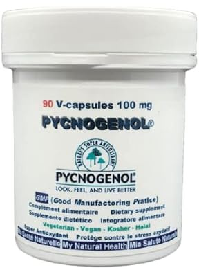 Ma Santé Naturelle PYCNOGENOL 90 gélules végétales de 100 mg SUPER ANTIOXYDANT-testé en laboratoire (Horphag Research Suisse), sans allergènes. Aussi 30 et 180 gélules