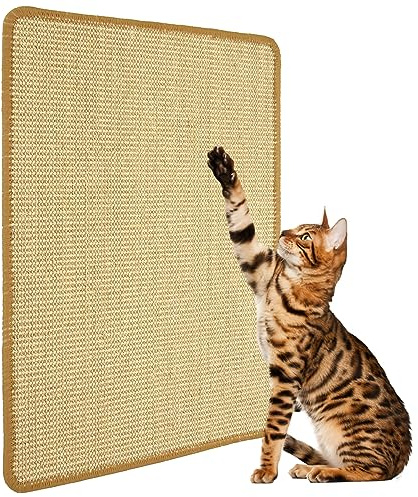 Tapis Griffoir pour Chat, Tapis à gratter Sol antidérapant, Tapis en sisal Naturel, protège Les Tapis et Les canapés (40 × 30 cm)