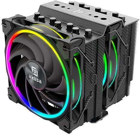 Akasa SOHO H7, Premium Dual Tower 7-Heatpipe CPU Cooler with Addressable RGB, 250W TDP, 120mm PWM Fan, Supports Intel LGA 1851/1700/1200/115X/20XX AMD AM5/AM4, AK-CC4026HP01