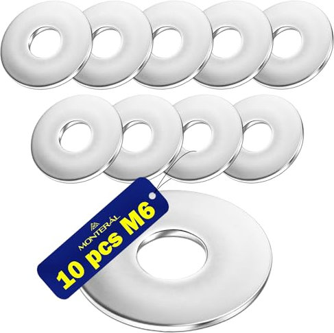 10 Piezas Arandelas de Acero Inoxidable M6 Tipo DIN 9021 - Garantía de 10 Años - MONTERAL