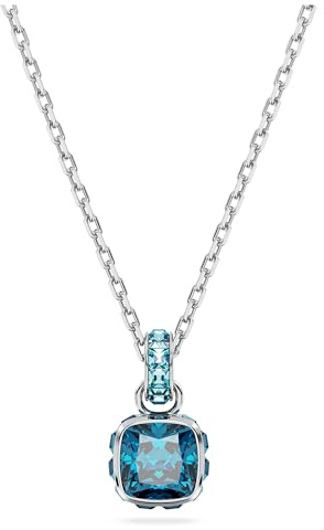 Swarovski Pendente Birthstone, Taglio squadrato, Dicembre, Blu, Placcato rodio