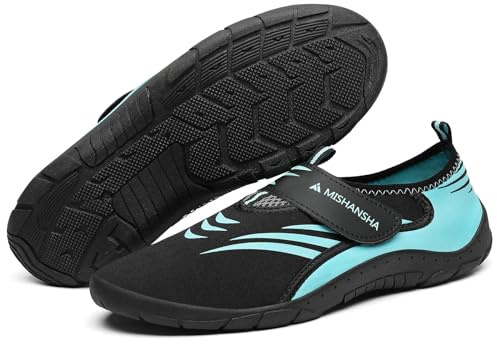 Mishansha Scarpe da Scoglio Uomo Donna Scarpe da Mare Asciugatura Rapida Scarpe da Spiaggia Antiscivolo Scarpe Acqua Leggere Scarpe da Nuoto Surf Vela Canottaggio Turchese,Gr.45