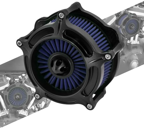 HCmotorku Filtro aria per moto Filtro di aspirazione dell'aria per moto compatibile con filtro aria Harley Sportster 883XL 1200 2004-2023 (guscio nero + blu)