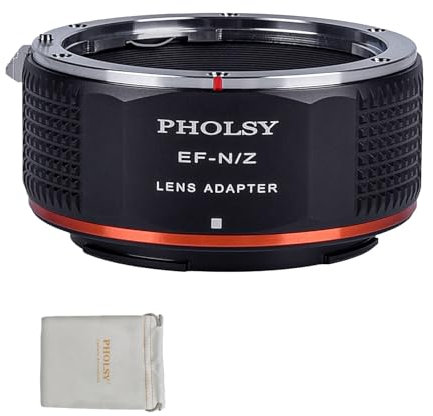 PHOLSY Enfoque Manual Adaptador de Objetivo Compatible con Objetivos Canon EF (EF-S) y Cuerpo de Cámara Nikon Z, EF a Z