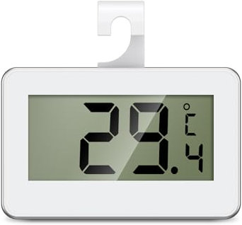 ORIA Termometro Frigorifero, Termometro Digitale per Congelatore, Mini Termometro Impermeabile con Display LCD e Allarme Gelo, 3 Metodi di Montaggio per Casa, Ristoranti, Cucina, Bar – Bianco