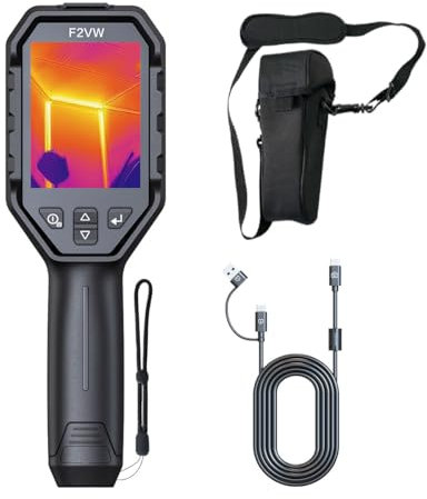 Cámara térmica HSFTOOLS F2VW de 256 x 192 IR con cámara visual de 2 MP, cámara térmica de imágenes de visualización de 640 x 480 de 3.2 pulgadas, imagen de súper resolución, cámara térmica de doble