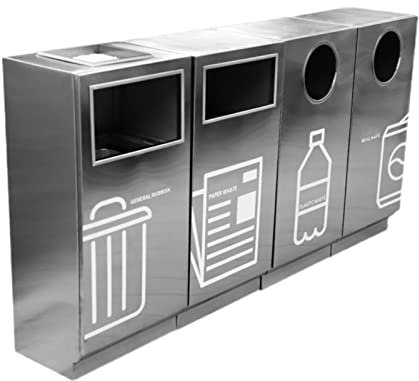 SFANIIX Pattumiera/bidone della Spazzatura Cestino da esterno in acciaio inossidabile Classificazione Cestino di grande capacità con cassetto posacenere Cestino commerciale Contenitore per Rifiuti