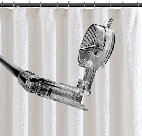Asta estensibile per tenda da doccia, 120 cm, rotazione di 180°, con 2 supporti per bagno e camera da letto, colore: bianco e nero