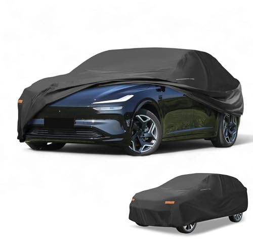 Partuto Universal SUV bilöverdrag vattentätt alla väder bilar regnskydd fulla yttre skydd med spegelfickor 190T-PU svart passform för SUV-längd 182 cm till 190 tum