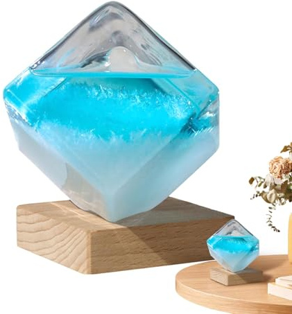 Previsor meteorológico de vidrio Storm - Cubo botella para monitoreo del clima - Decoración de escritorio, decorativo para el hogar para la decoración de la mesa