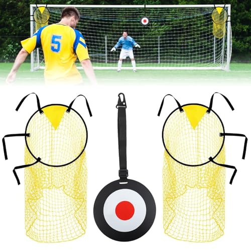 GOZINA Football Net 3PCS Training Equipment: 2 Top Bins Football Targets & 1 Football Rebounder Net for Accuracy & Skill Improvement