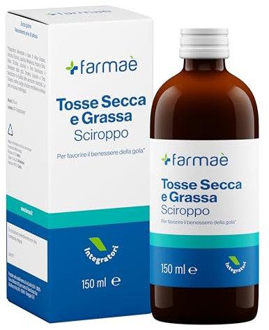 Farmaè - Sciroppo Tosse Secca e Grassa - Favorisce il Benessere della Gola, per Adulti e Bambini, Contrasta il Mal di Gola, Formula a Base di Estratti Vegetali, 150 ml