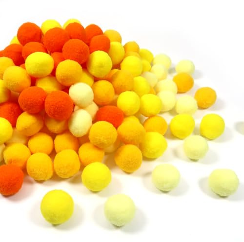 TOAOB 200 Piezas Pompones Manualidades Esponjosos Amarillo Temático 20 mm Bolas de Alta Elasticidad para Decoraciones Bricolaje Suministros de Costura Creativos Guirnaldas Flecos Proyectos Artesanías