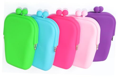 Holibanna Trousse De Rangement en Silicone Couleur Gelée, Légère Et Portable, Anti-adhésive, Pochettes Pratiques pour Téléphone Et Petit Objets, Design Aléatoire Adaptée Au Quotidien, Format Compact