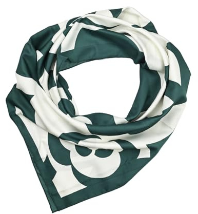 LUMBERJACK Sciarpa Donna, 100% Seta Pura, Foulard Quadrato 90x90 cm, Fantasia Floreale Verde Bianco, Elegante con Scatola Regalo