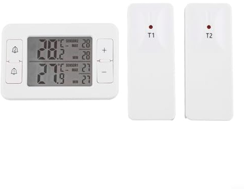 Trådlös termometer inomhus utomhus elektronisk en till två sensorer för hem kylskåp frys vinkällare husbil övervakning ABS-material