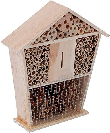 Acouto Casa para Insectos de Madera Hecha a Mano, Refugio para Insectos de Madera de Pino, 9,8x8,7x2,6 Pulgadas, Amantes del Jardín y Las Abejas