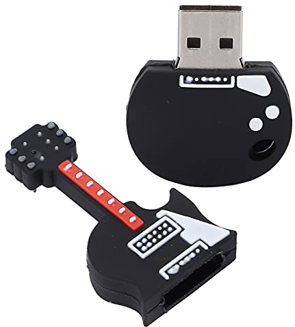 Fabater Basgitarr USB-minne 32 GB Söt Bärbar Tumminne Datalagring Stick Present för Musikälskare PC Laptop Plug and Play (128 GB)