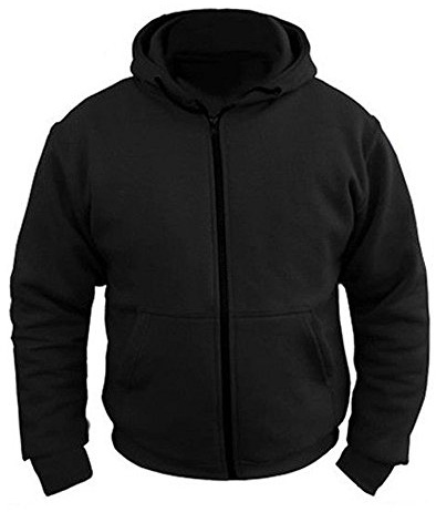 Speed MaxX Mens Black Fleece Hoodie with Kevlar Lining & Removable Armour Motorbike/Motorcycle Jacket (2XL)