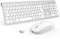 JOYACCESS Teclado y Ratón Inalámbrico y Recargable - Teclado Ultrafino, Compacto y Portátil - Raton Compacto, Ergonómico y Silencioso para PC/Laptop(Español QWERTY)-Plata Blanco