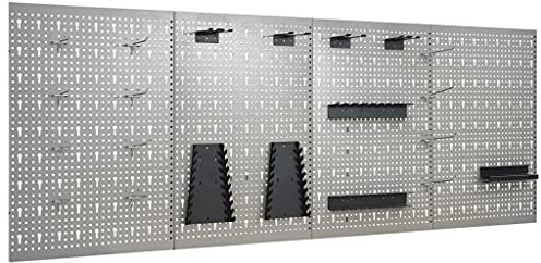 vidaXL 4X Werkzeugwand für 160cm Lange Werkbänke Werkstatt Lochblech Lochwand Werkstattwand Lochwandsystem Metallwand Euro Lochung 40x58cm Stahl